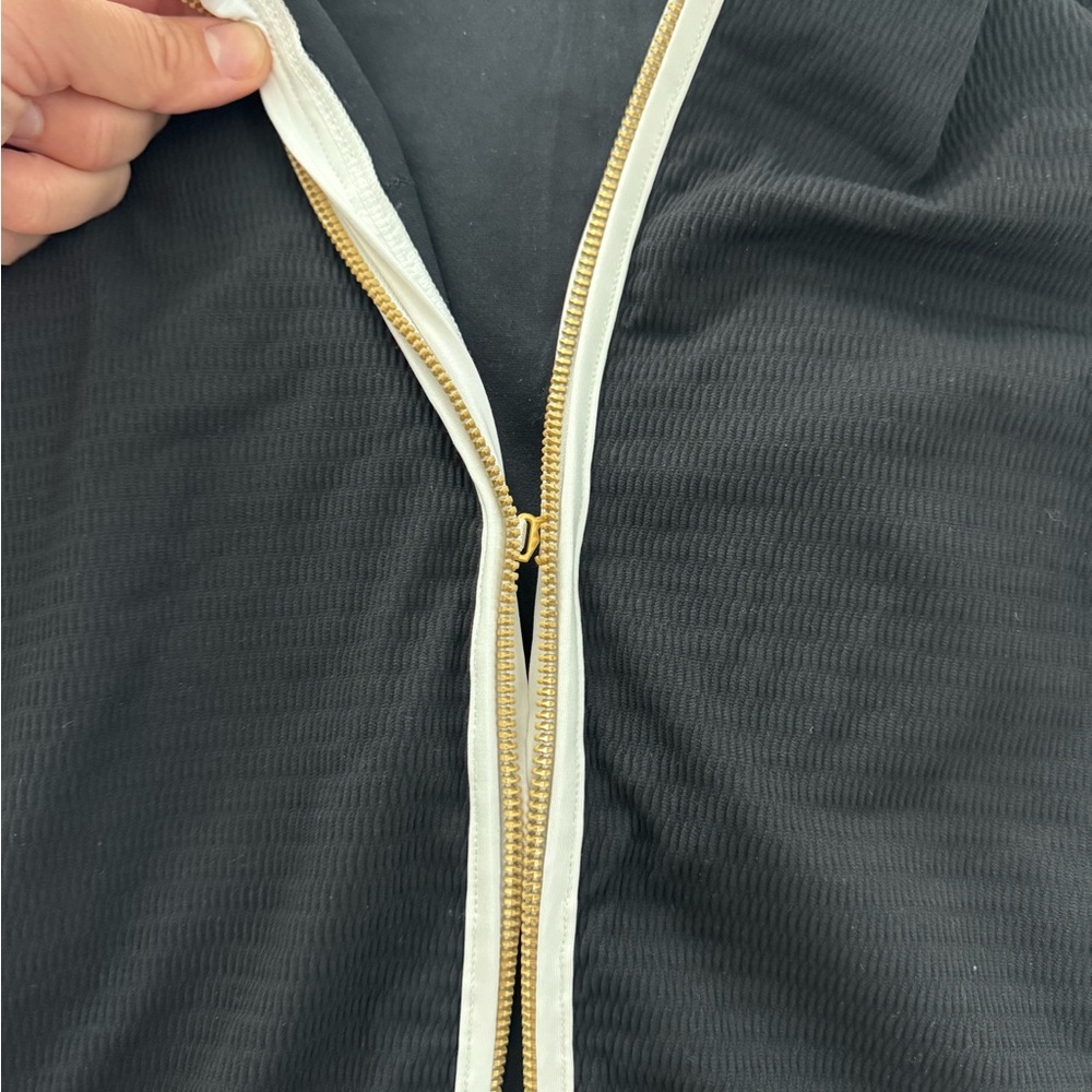 Seafolly Black One-Piece Zip Front Swimsuit with White Trim - Picture 6 of 6